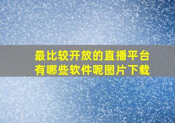 最比较开放的直播平台有哪些软件呢图片下载