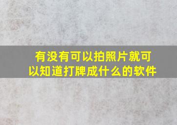 有没有可以拍照片就可以知道打牌成什么的软件