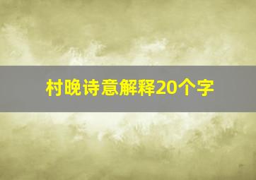 村晚诗意解释20个字