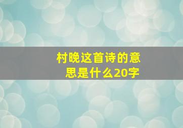 村晚这首诗的意思是什么20字