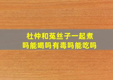 杜仲和菟丝子一起煮吗能喝吗有毒吗能吃吗