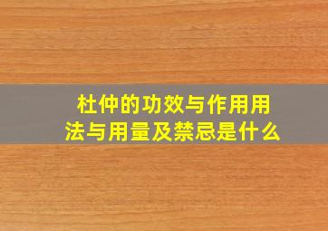 杜仲的功效与作用用法与用量及禁忌是什么