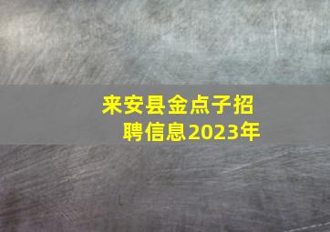 来安县金点子招聘信息2023年