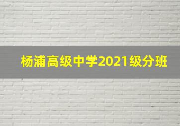 杨浦高级中学2021级分班