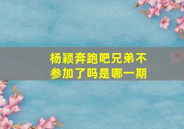 杨颖奔跑吧兄弟不参加了吗是哪一期