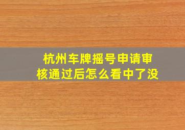 杭州车牌摇号申请审核通过后怎么看中了没