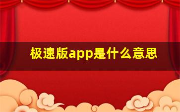 极速版app是什么意思