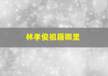 林孝俊祖籍哪里