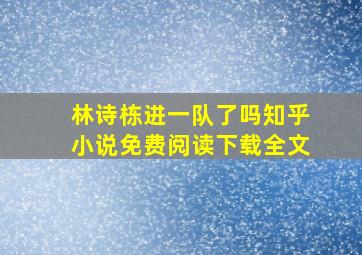 林诗栋进一队了吗知乎小说免费阅读下载全文