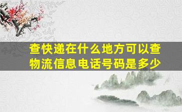 查快递在什么地方可以查物流信息电话号码是多少