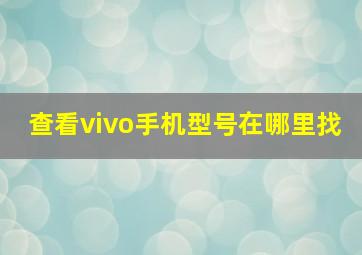 查看vivo手机型号在哪里找