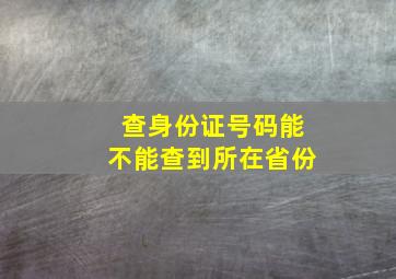 查身份证号码能不能查到所在省份