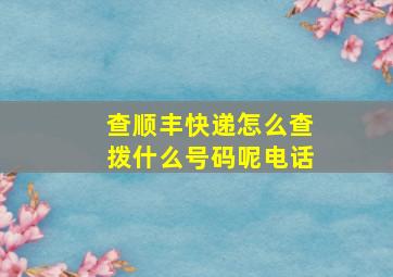 查顺丰快递怎么查拨什么号码呢电话