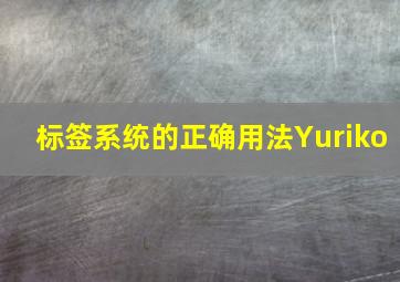 标签系统的正确用法Yuriko