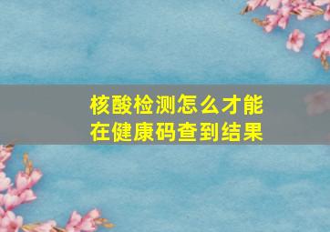 核酸检测怎么才能在健康码查到结果