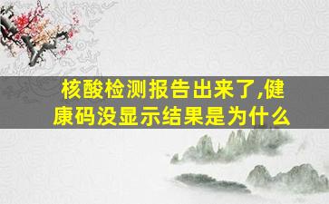 核酸检测报告出来了,健康码没显示结果是为什么