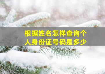 根据姓名怎样查询个人身份证号码是多少