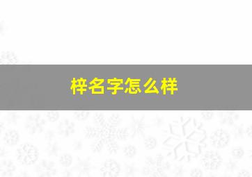 梓名字怎么样