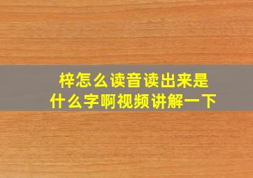 梓怎么读音读出来是什么字啊视频讲解一下