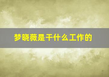 梦晓薇是干什么工作的