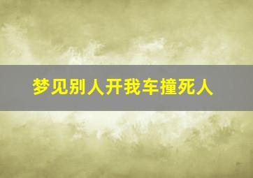 梦见别人开我车撞死人