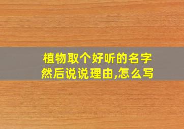 植物取个好听的名字然后说说理由,怎么写