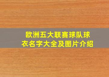 欧洲五大联赛球队球衣名字大全及图片介绍