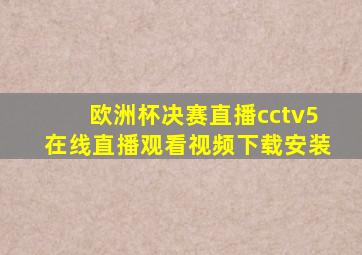 欧洲杯决赛直播cctv5在线直播观看视频下载安装