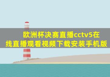 欧洲杯决赛直播cctv5在线直播观看视频下载安装手机版