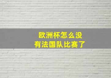 欧洲杯怎么没有法国队比赛了