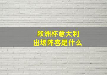 欧洲杯意大利出场阵容是什么