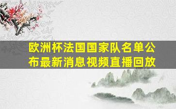 欧洲杯法国国家队名单公布最新消息视频直播回放