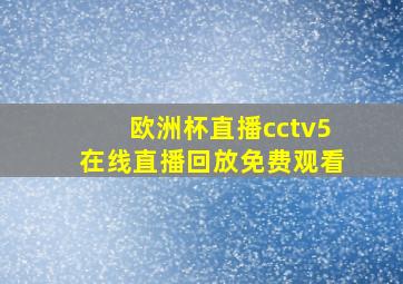 欧洲杯直播cctv5在线直播回放免费观看