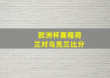 欧洲杯赛程荷兰对乌克兰比分