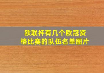 欧联杯有几个欧冠资格比赛的队伍名单图片