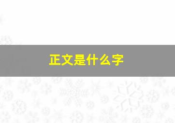 正文是什么字