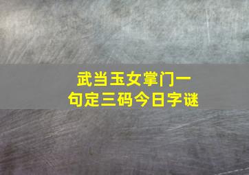 武当玉女掌门一句定三码今日字谜