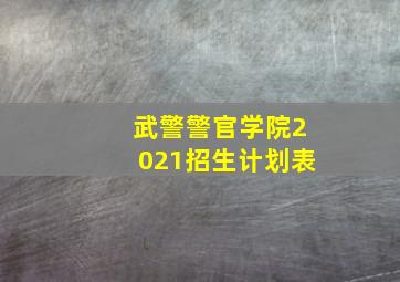 武警警官学院2021招生计划表