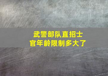 武警部队直招士官年龄限制多大了