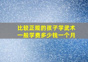 比较正规的孩子学武术一般学费多少钱一个月