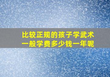 比较正规的孩子学武术一般学费多少钱一年呢