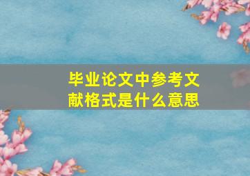 毕业论文中参考文献格式是什么意思