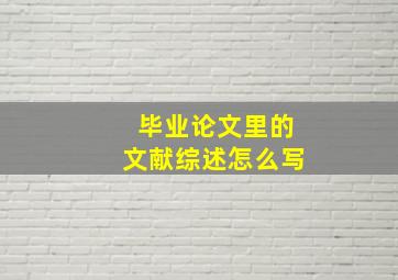 毕业论文里的文献综述怎么写