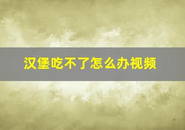 汉堡吃不了怎么办视频