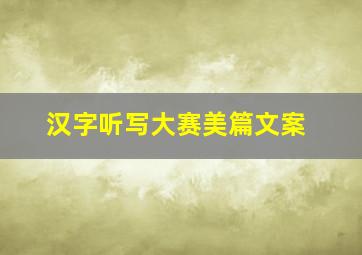 汉字听写大赛美篇文案