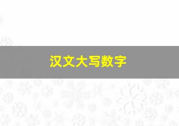 汉文大写数字