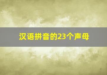 汉语拼音的23个声母