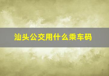 汕头公交用什么乘车码