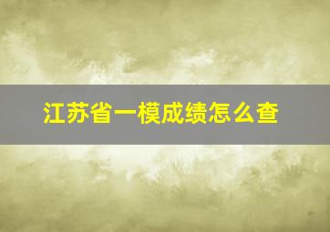 江苏省一模成绩怎么查