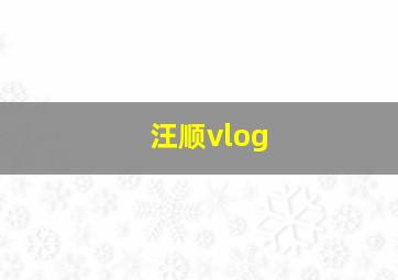 汪顺vlog